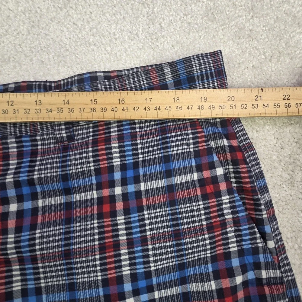 Calaway Performance Plaid Golf Shorts 40x8 Red White Blue Lightweight Quick Dry